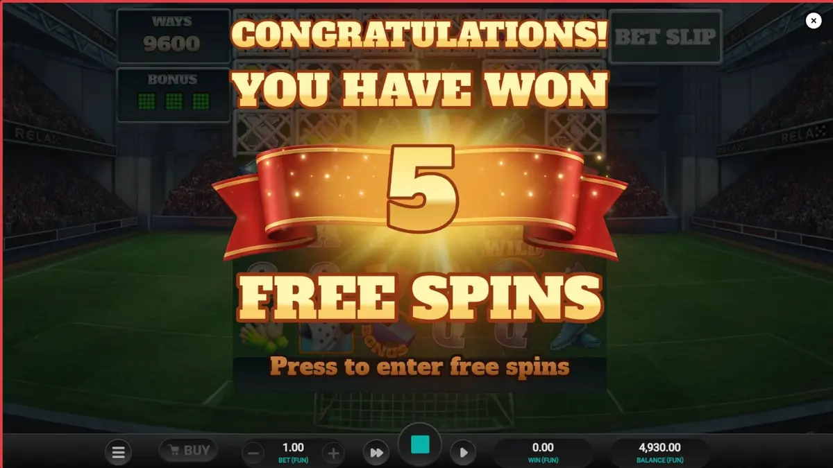 Interface do slot World Class Kick Off Dream Drop com tema de futebol retr&ocirc;
